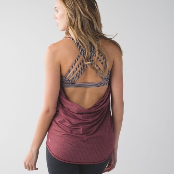 Lululemon Wild Tank Heathered Wine Berry / Mini Pop Stripe Black Mink Berry Sz 4 - Picture 1 of 8